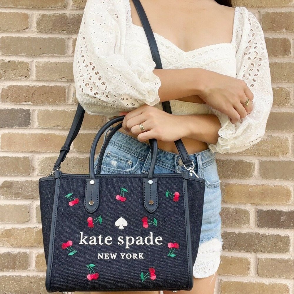 Kate Spade Tote Crossbody Denim Blue Multi - Picture 1 of 4
